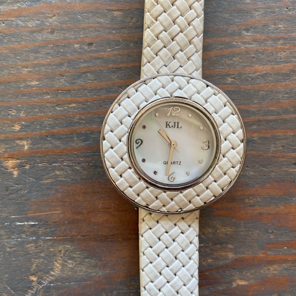 Kenneth Jay Lane Watch and Leather Wrist Band EUC